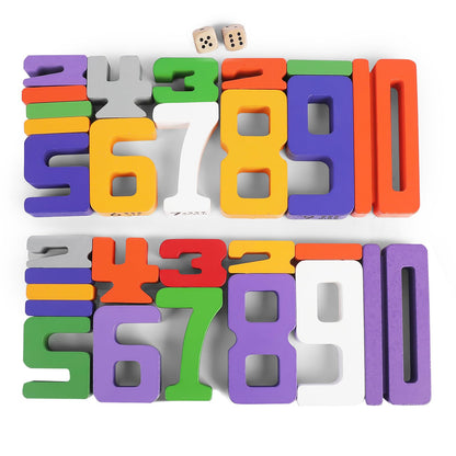 Lasoba Wooden Number Building Blocks, Large Digit Blocks 1-10, 30 Pcs Math Blocks Number Toys for Kids, Educational Blocks for Toddlers, Toys to Learn Numbers for 3 Year Olds +