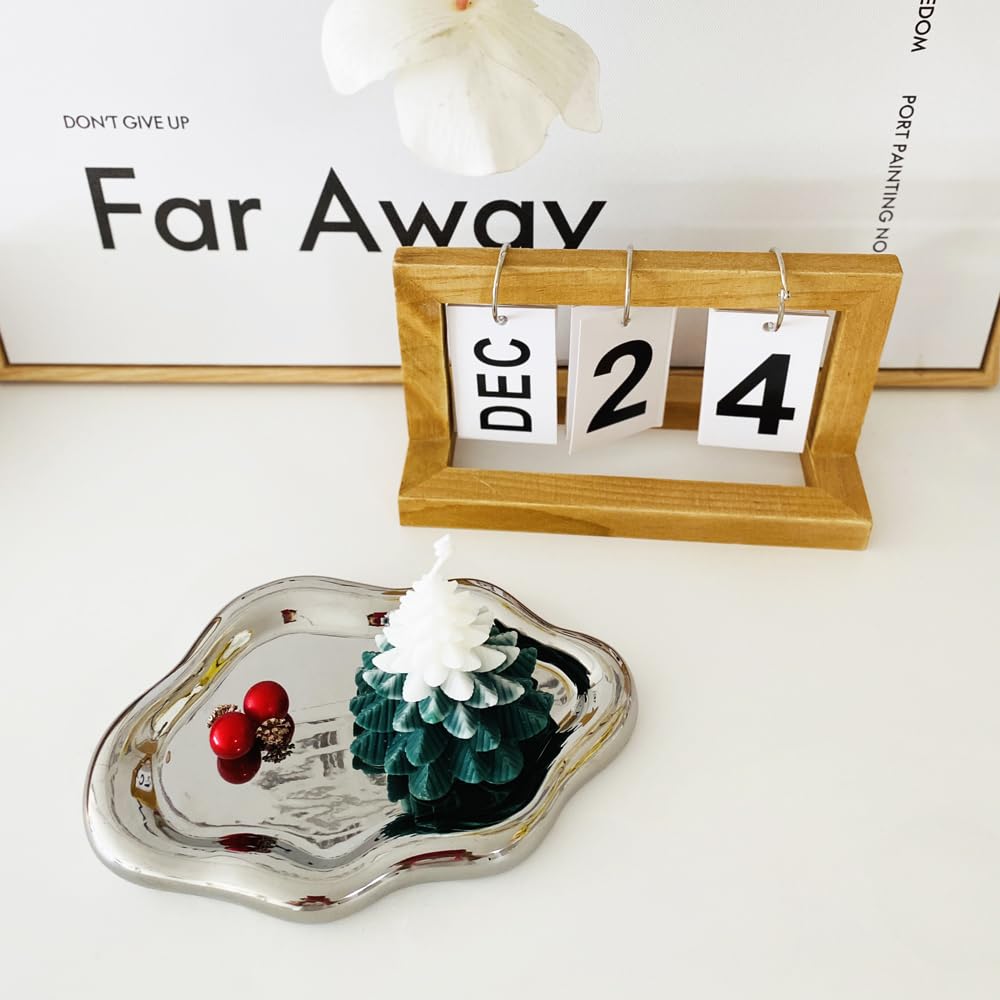 Conviv Ceramic Jewelry Tray,Perfume Trinket Dish,Ring Key Bowl Vanity Cute Room Decor Aesthetic, Birthday Mother's Day Thanksgiving Day Christmas Warm House Gifts for Women(Silver)