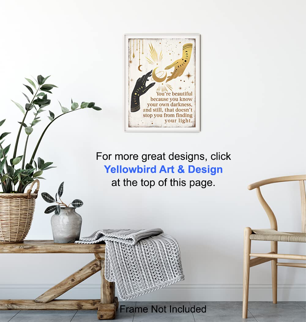 Boho Witchcraft Wall Art - Gothic Witchy Room Decor - Inspirational Positive Quotes for Women - Encouraging Gifts - Shabby chic Celestial Wicca Wiccan Witch Motivational poster - Pagan Supplies