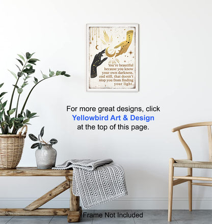 Boho Witchcraft Wall Art - Gothic Witchy Room Decor - Inspirational Positive Quotes for Women - Encouraging Gifts - Shabby chic Celestial Wicca Wiccan Witch Motivational poster - Pagan Supplies