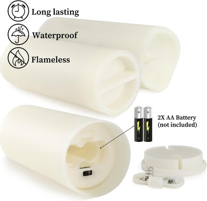 YOROXRG Set of 24 Waterproof Outdoor Flameless Candles, LED Candles with 4 Remote and Timer,(H 4" 5" 6" x D 2.2"),for Christmas,Halloween,Wedding,Festival