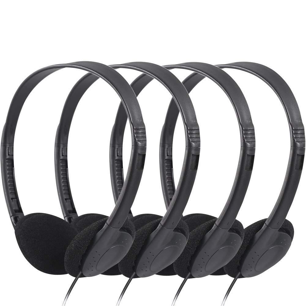 CN-Outlet 100 Pack Classroom Headphones Bulk for School Students Kids Teen Children and Adults, Wholesale Sturdy Wired Headphones Classroom Earphones (Black, 100 Pack)