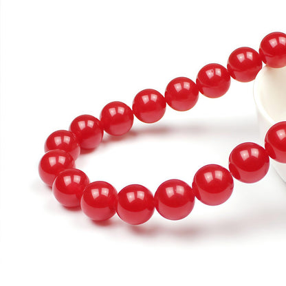 MJDCB Natural Red Jade Round Loose Beads for Jewelry Making DIY Bracelet Necklace (12mm)