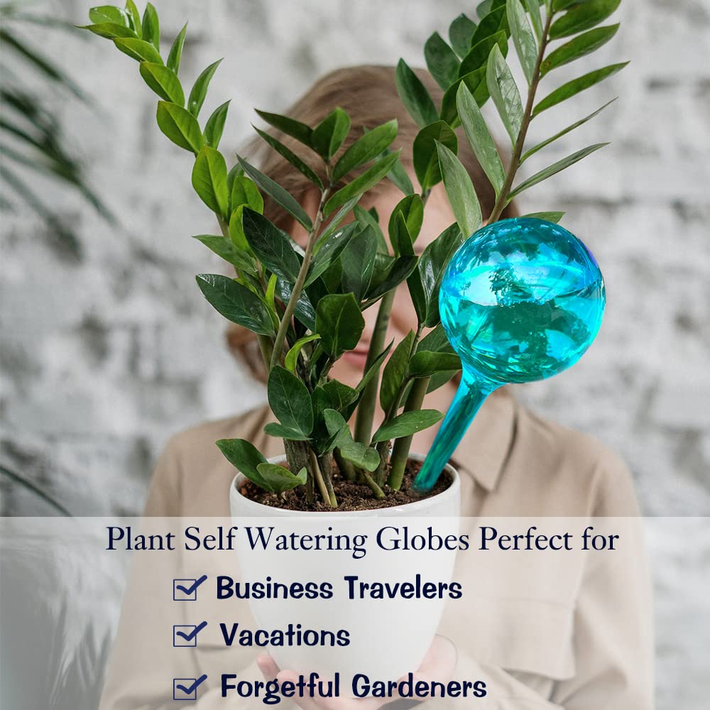 Logresy Plant Watering Stakes, Large 12pcs Flower Automatic Watering Bulbs, Plastic Plant Flower Self Watering Globes, Garden Self Watering Planter Insert for Daily Watering