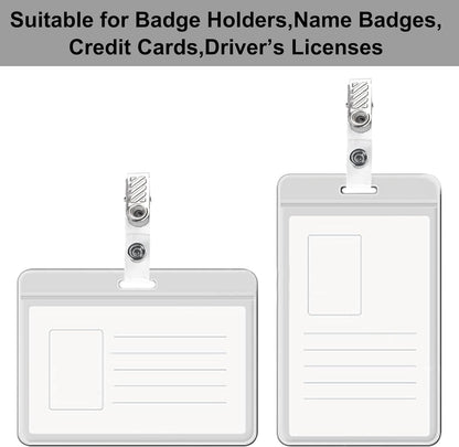 Happy Trees 400 Pcs Metal Badge Clips with Clear PVC Straps, ID Holder Clip for Badge Holders, Name Tags, ID Cards, Work Badges