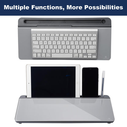 TSJ OFFICE Desktop Whiteboard Dry-Erase-Board - Computer Keyboard Stand White Board Surface Pad with Drawer, Desk Organizers with Accessories for Office, Home, School Supplies - Complete Grey