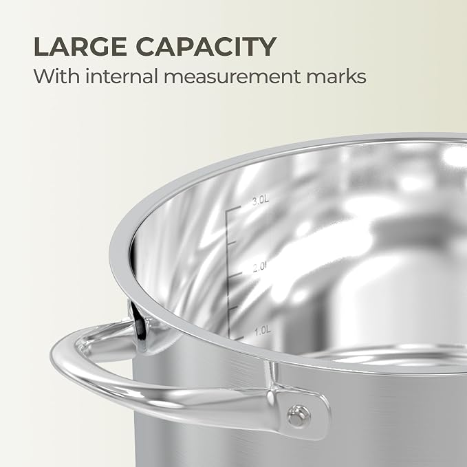 Sunhouse Stock Pot with Lid - 13 QT Large Pot for Cooking Pasta, Soup, Spaghetti - Impact Bonding Base Big Stainless Steel Pots for Canning, Boiling - Oven Safe & Induction Compatible Cookware