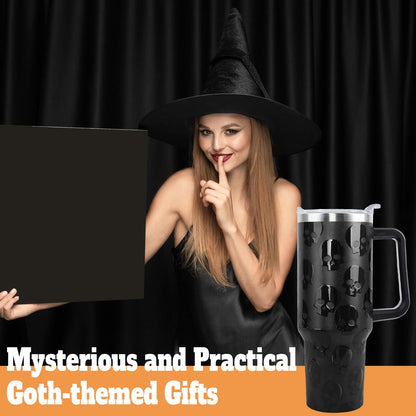 sxmluedn Goth Gifts Goth Tumbler Halloween Tumbler 40 Oz 3d-Printed Skull Gifts Cup For Women Men Spooky Skeleton Travel Mug with Handle Lid and Straw