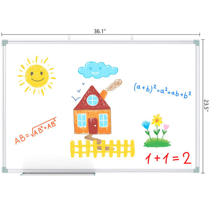 Lockways White Board Dry Erase Board 36 x 24 Inch, Magnetic Whiteboard 3 x 2, Silver Aluminium Frame for School Office and Home