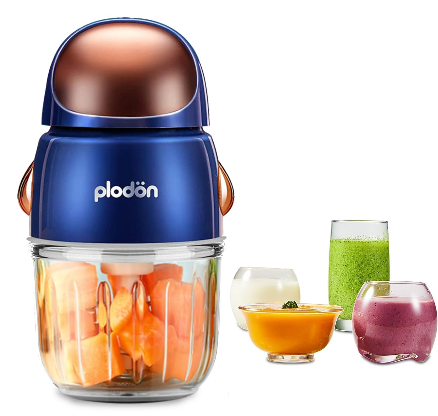 Baby Food Maker Mini Cute and Small Food Processor Puree Blender Grinder Chopper 1.2 Cup Glass Bowl with 6 Blade Electric (Spaceman-White(One Bowl))