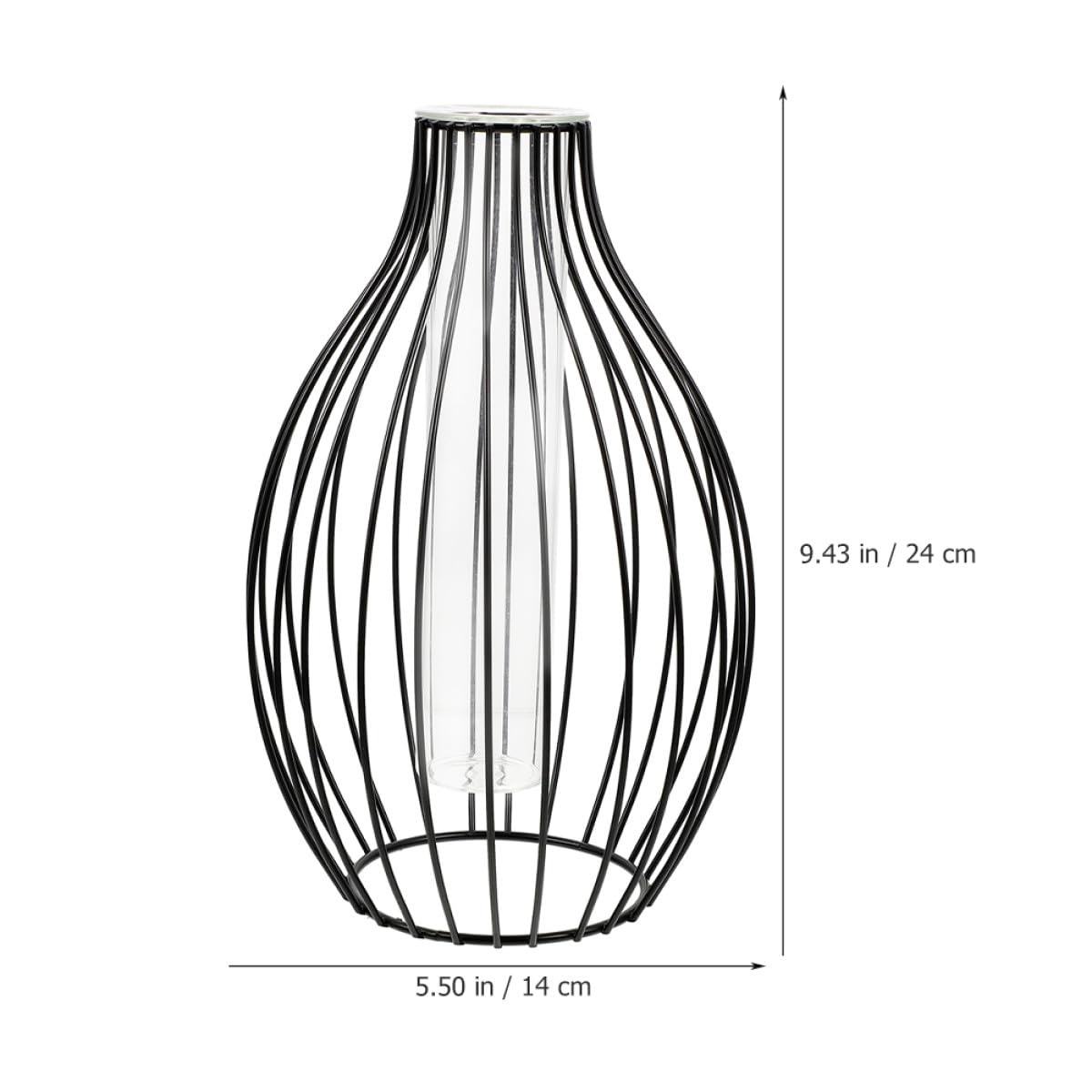 Veemoon Geometric Glass Tube Vase with Black Iron Art Frame, Small Hydroponic Plant Holder for Home Décor, Propagation Tubes Terrarium Display