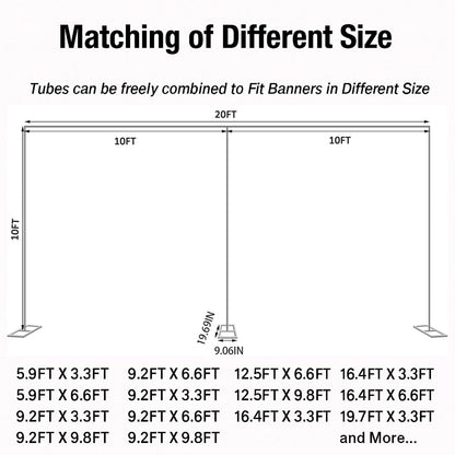 Rzjoke 10x20ft Backdrop Stand Heavy Duty Pipe and Drape Backdrop Stand for Parties, Adjustable Pipe Kit Curtain Frame Stand for Photography Background Support,Wedding Arch Metal Frame (Silver)