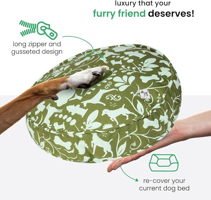 Molly Mutt Amarillo by Morning Dog Bed Duvet Cover, GOTS-Certified 100% Organic Cotton Canvas Cover for Dog, Puppy, or Cat Bed, Durable, Washable, and Free of Harmful Chemicals, Round, 36"x5"