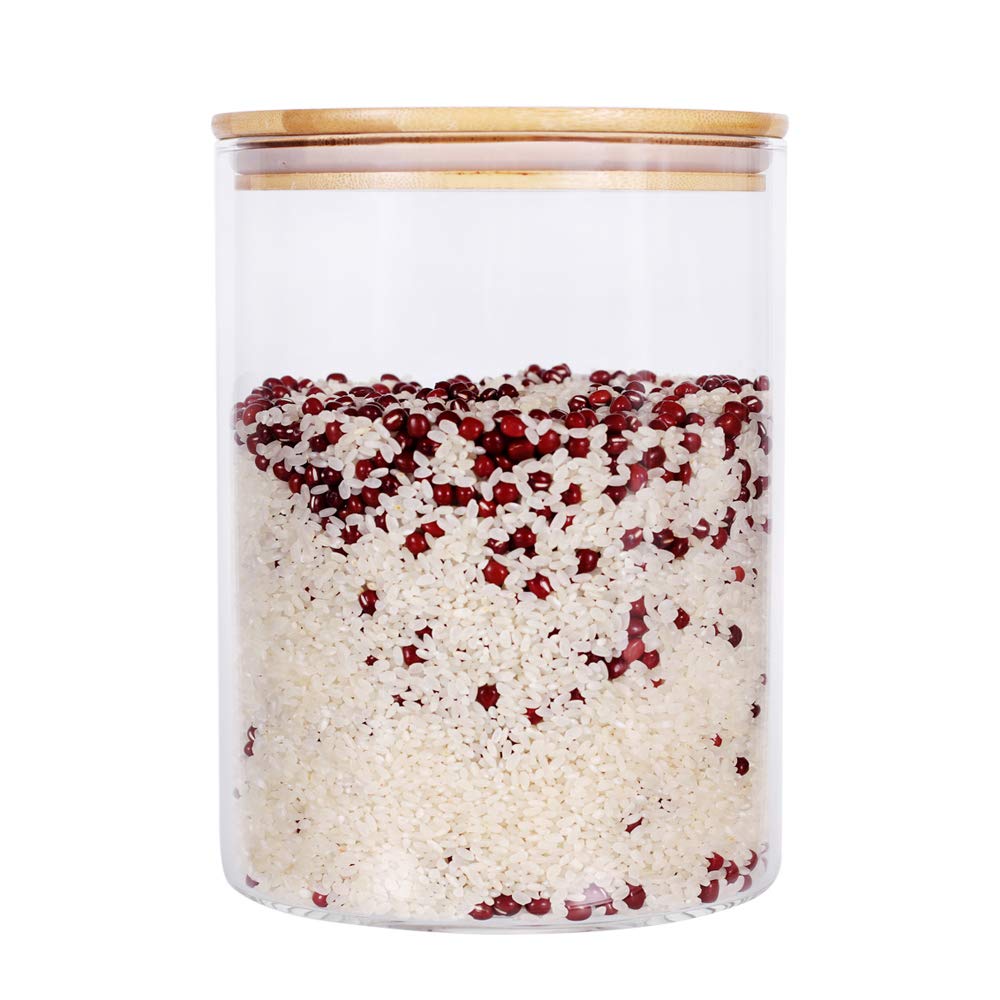 Large Glass Food Storage Container, 100 FL OZ (3000ml) Glass Food Canister with Airtight Bamboo Lids for Your Pantry, BPA-Free Cereal Dispenser Jars for Spaghetti Pasta, Powder, Tea, Coffee