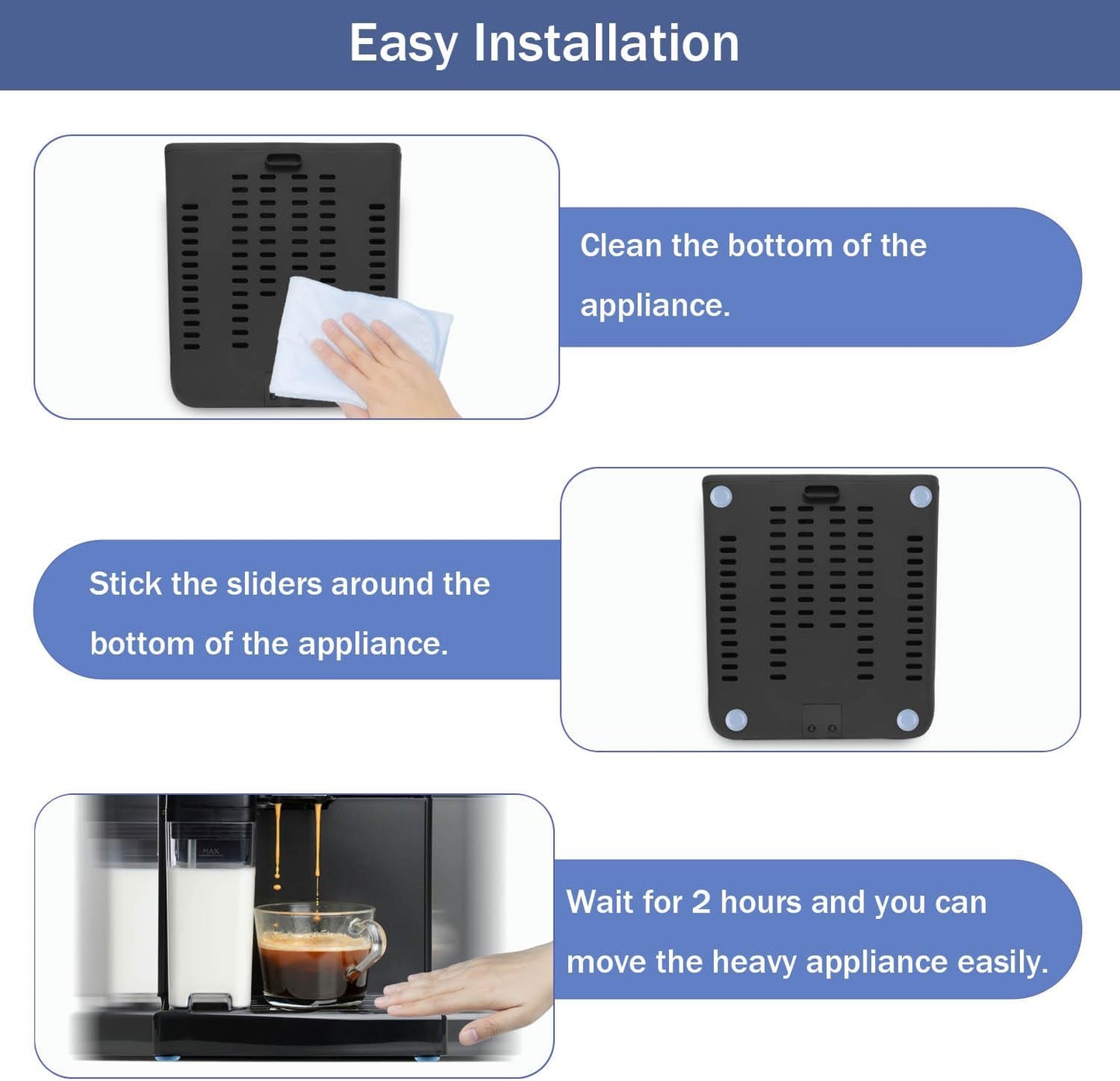 24Pcs Appliance Sliders, 3/4” Small Self-Adhesive Appliance Sliders for Heavy Kitchen Appliances, Slide Smooth on Countertop, Compatible with Most Kitchen Appliances