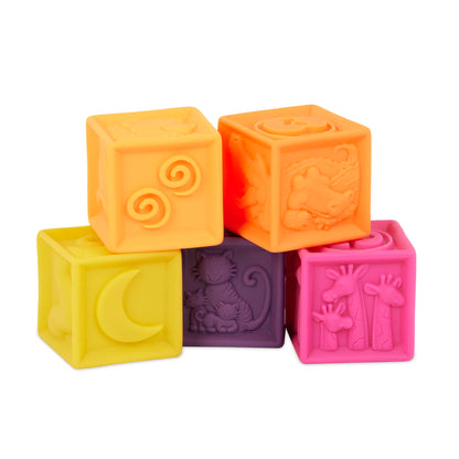 B. toys – Baby Blocks – Stacking & Building Toys for Babies – 10 Soft & Educational Blocks – Numbers, Shapes, Colors, Animals – One Two Squeeze – 6+ Months