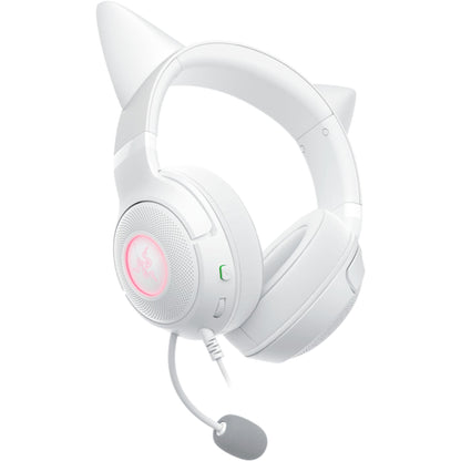 Razer Kraken Kitty V2 USB Wired Headset: Chroma RGB Kitty Ears - Stream Reactive Lighting - HyperClear Cardioid Mic - 40 mm Drivers - 7.1 Surround Sound - Comfortable Ear Cushions - White