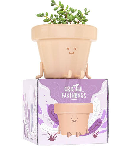 Original Earthlings Legs Out Pot - 4 Inch Cute Plant Pot - Plastic Funny Planter with Drainage, Unique Cactus Plant Lover Gift, Succulent Face Flower Pot, Desk Plant, Table Top Decor, & Home Gifts