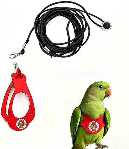 Adjustable Bird Harness & Leash Set for Small Birds,FitsBudgie,Parakeets, Conures, Cockatiels,Green Cheek,Quaker Parrots(Red, L) Z6350-4