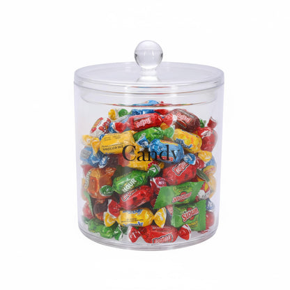 48oz Candy Jar,Airtight Candy Containers with lid,Acrylic Clear Cookie Container Kitchen Details Round, Cookie Jar for Honey, Jelly, Wedding Favors, Sauces,Halloween&Christmas Candy Containers Jar