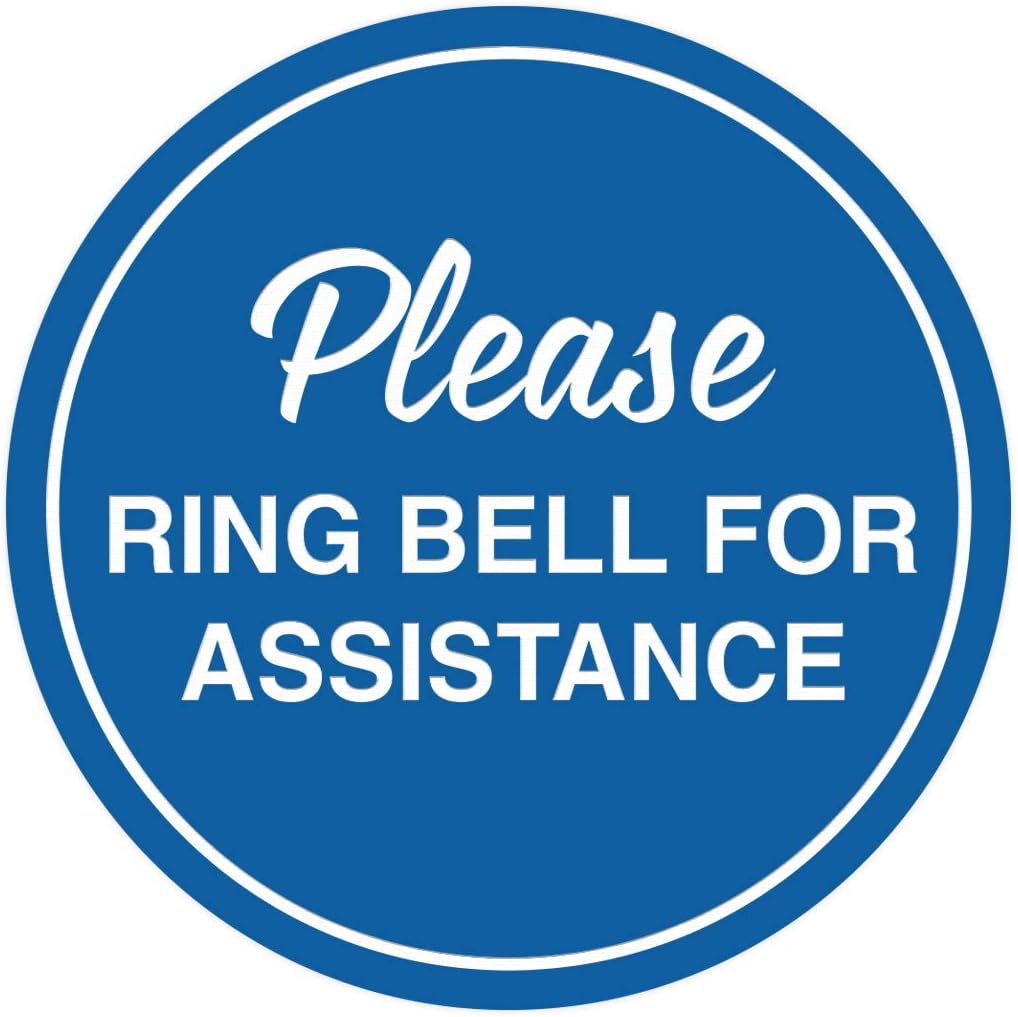 Signs ByLITA Circle Please Ring Bell For Assistance Wall or Door Sign | Easy Installation | Front Desk Reception Sign (Blue) - X-large (2 Pack)