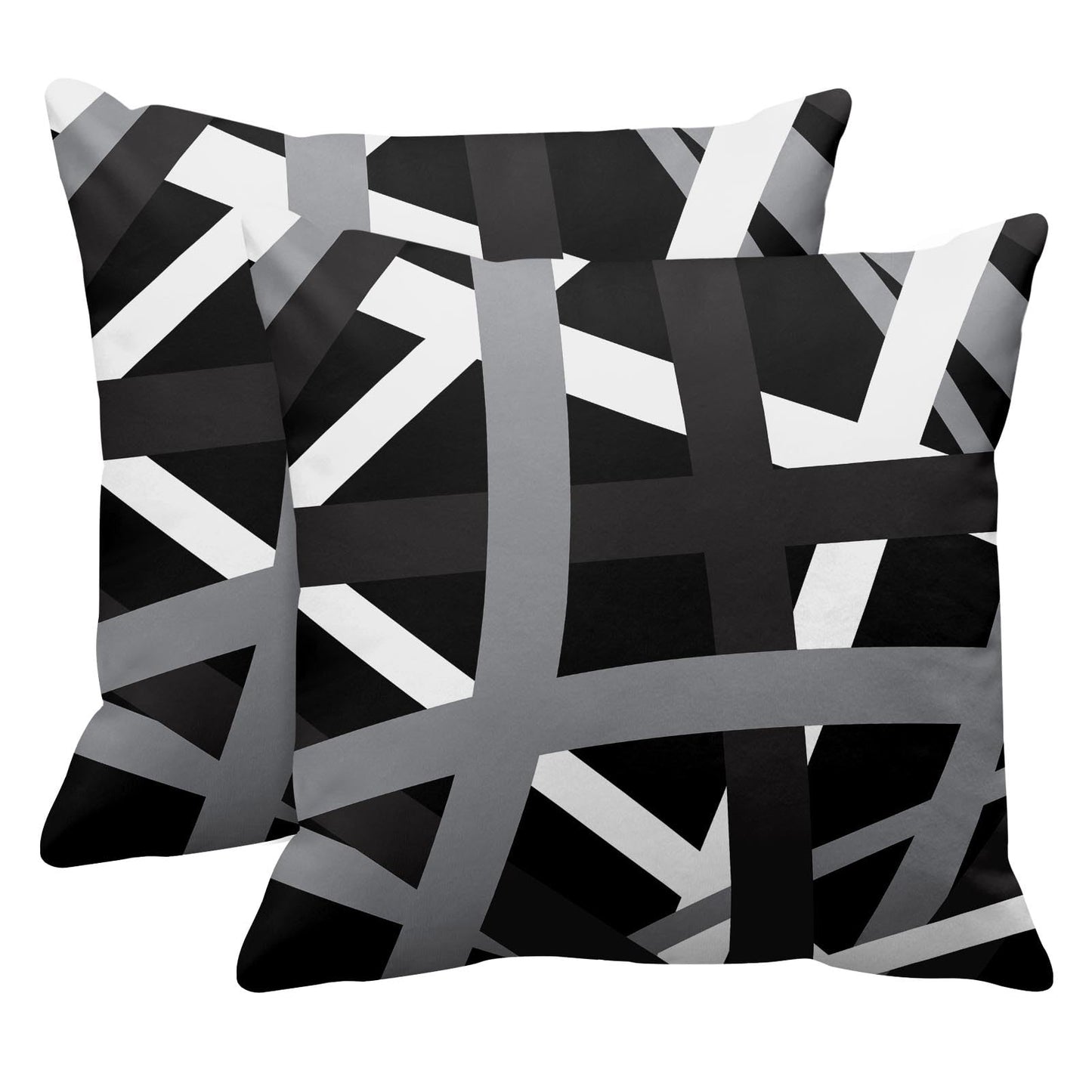 Emvency Set of 2 Throw Pillow Cover Gray Black Stripes Design Retro Decorative Pillow Case Striped Home Decor Square 20x20 Inch Cushion Pillowcase
