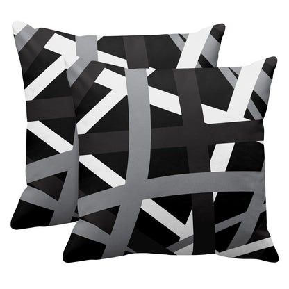 Emvency Set of 2 Throw Pillow Cover Gray Black Stripes Design Retro Decorative Pillow Case Striped Home Decor Square 20x20 Inch Cushion Pillowcase