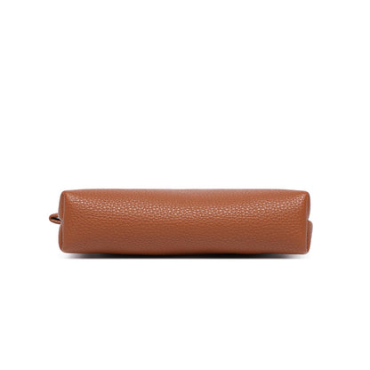 YONBEN PU Leather Small Makeup Bag for Women Cosmetic Bag Organizer with 2 Inner Pockets Zipper Pouch(Pu/Saddle Brown)