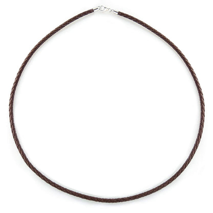 Bling Jewelry Brown Genuine Leather Braided Weave Necklace Pendant Cord For Women Men Teen .925 Silver Lobster Claw Clasp 24 Inch