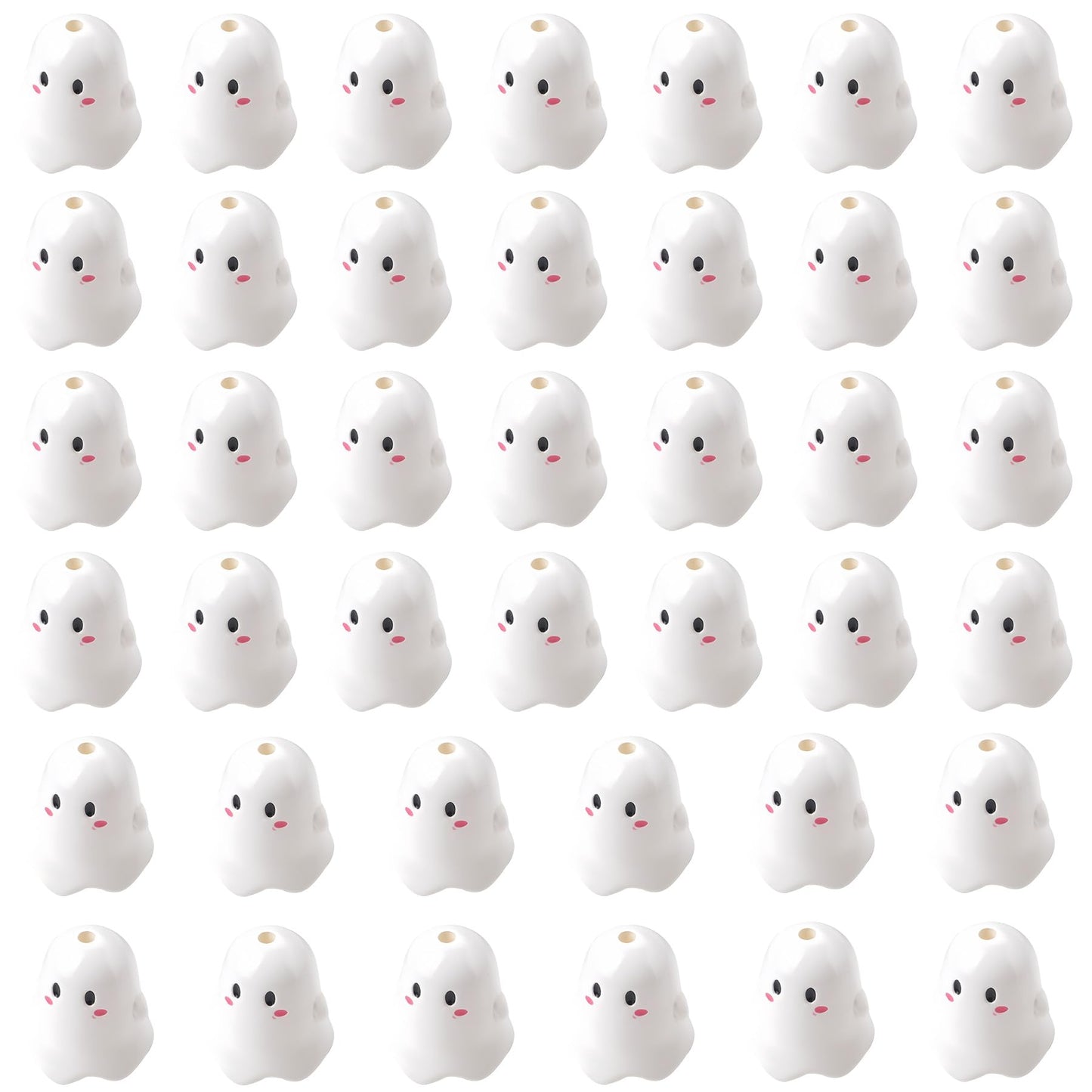 40 Pcs Halloween Ghost Beads Bulk, Cute Cartoon Acrylic Spooky Shaped Focal Beads for Jewelry Making Pens Bracelets Craft Supplies