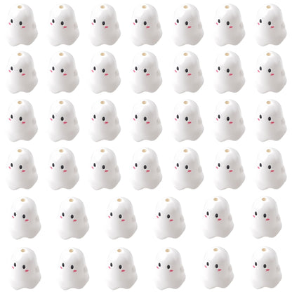 40 Pcs Halloween Ghost Beads Bulk, Cute Cartoon Acrylic Spooky Shaped Focal Beads for Jewelry Making Pens Bracelets Craft Supplies