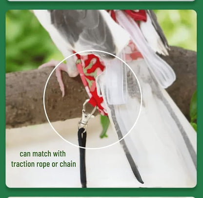 Bird Flight Suits Diapers, Parrot Flight Suits Diapers for Monk Parakeets, Cockatiels Flight Suits, Parrot Clothes, Bird Training Nappy Suit Liners Clothes (L, Red-B)