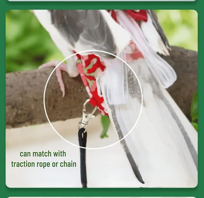 Bird Flight Suits Diapers, Parrot Flight Suits Diapers for Monk Parakeets, Cockatiels Flight Suits, Parrot Clothes, Bird Training Nappy Suit Liners Clothes (S, Red-B)