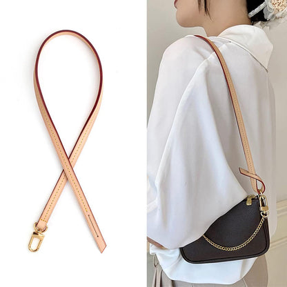 jiesinlov Genuine Vachetta Leather Replacement Bags Thin short Strap Shoulder Purse Straps for Multi Pochette Boulogne pouchette Montaigne Accessories 20INCH (0.39Width Single one Buckle 23.5Length)