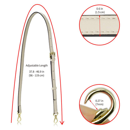 Allzedream Leather Purse Strap Replacement Crossbody Handbag Long Adjustable (White)