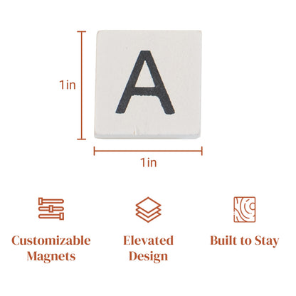 Stiles 100 Piece Magnetic Wooden Letter Tiles - Alphabet Magnets for Whiteboards, Refrigerators & Magnetic Letter Boards - Changeable Letters for Craft & Announcements, White