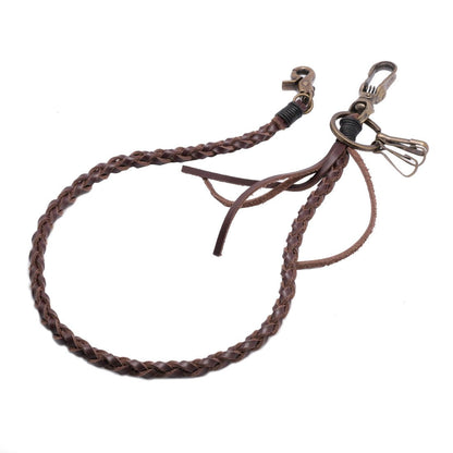 UNIQSUM Braided Genuine leather wallet chain Biker Punk Key chains (Vintage DB)