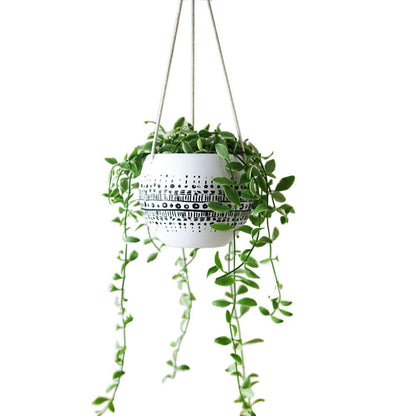 KiaoTime Ceramic Hanging Planter for Indoor Outdoor, Decorative Boho Flower Green Grass Plant Succulent Air Plants Hanging Plant Pots Holder