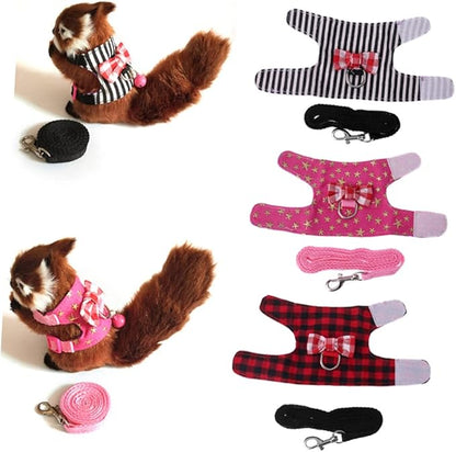 Kisangel Lovely Pet Leash Breathable Mesh Fabric Vest for Small Animals for Hamsters and Guinea Pigs s Red Grids