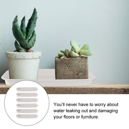 6PCS Rectangular Plastic Plant Saucers Tray Drip Tray Pot Saucer for Flower Pot Drip for Window Sill Window Shelf 9.73"x4.33"x0.86"