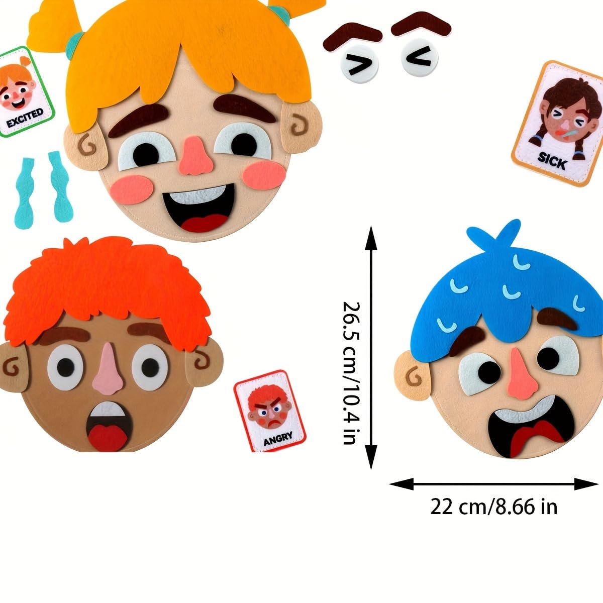 WOBOX 83 Pcs Children's Felt Expression Face DIY Activity Toy, Children's Social Emotional Learning Activity Expression Board Emotional Expression, Educational Puzzle Game Early Education