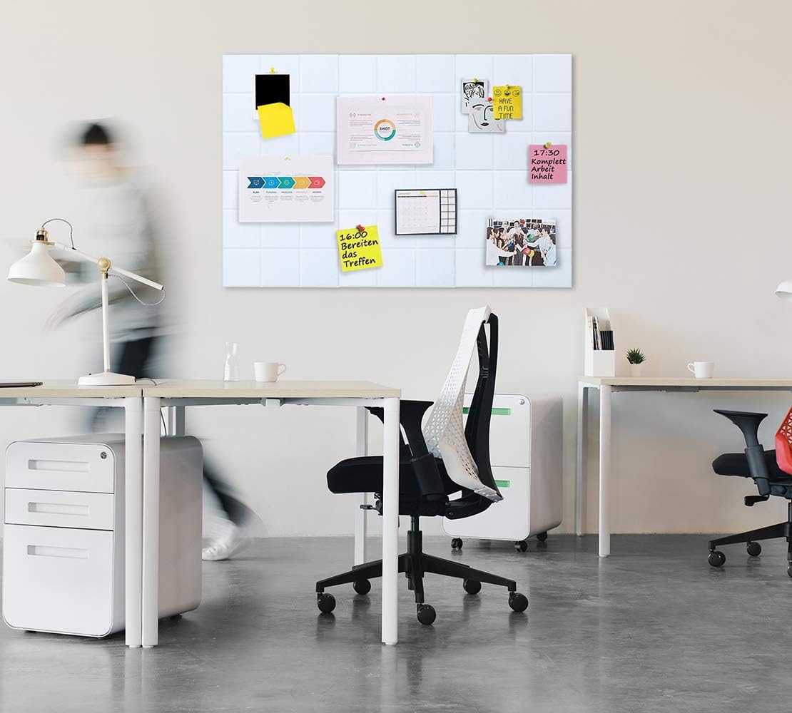 Uoisaiko Large Cork Board Felt Board Tiles for Walls with 30 Push Pins, 11.8"x11.8" Pack of 6 Pin Board Notice Boards for Home Office Kitchen, Bulletin Board Wall Tiles for Photos Memos