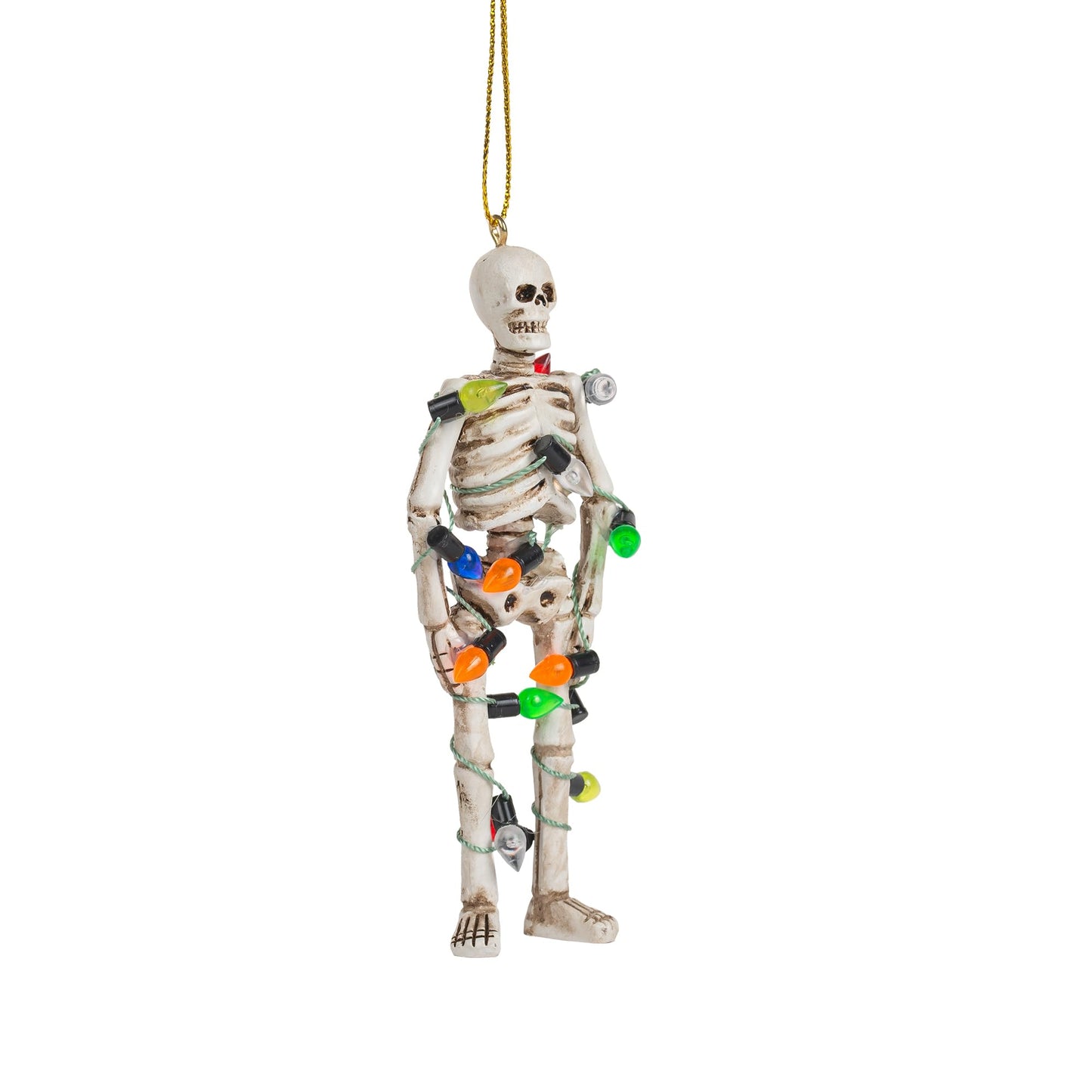 Scary Skeleton Wrapped in Lights Halloween Skull Christmas Tree Ornament