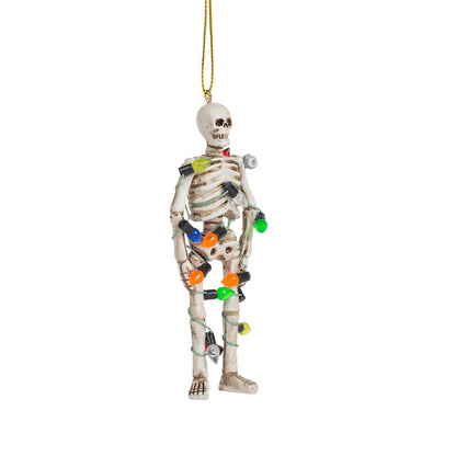 Scary Skeleton Wrapped in Lights Halloween Skull Christmas Tree Ornament