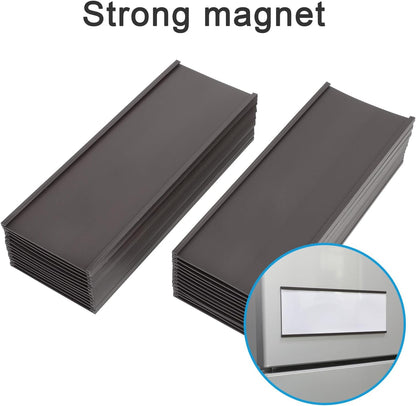 Eeoyu Magnetic Label Holders with Magnets Magnetic Data Card Holders with Clear Plastic Protectors for Metal Shelf, Whiteboard, Set of 50 (3 x 8 Inch)