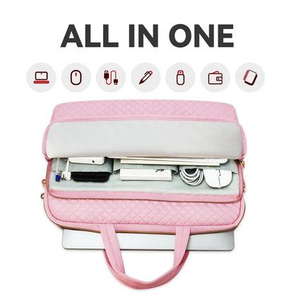 Lausiax 15.6 16 Inch Laptop Bag Case for Women Men Compatible with MacBook Pro M5/HP OmniBook Omen Envy/Dell Pro Inspiron/Lenovo Yoga IdealPad, Messenger Carrying Briefcase Computer Bag Case, Pink
