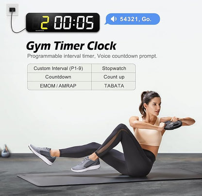 15.2" Large Digital Wall Clock with Seconds, App & Remote Control, Customizable RGB Colors, Alarms, Stopwatch, Countdown, Timer Clock for Home Gym Living Room Office Garage Decor