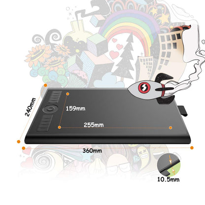 Drawing Tablet GAOMON M10K PRO 10 x 6.25 inches Large Graphic Tablet, Digital Art Tablet Supports Tilt & Radial Function with 10 Shortcut Keys, Battery-Free Stylus, Work with Mac, Windows & Android