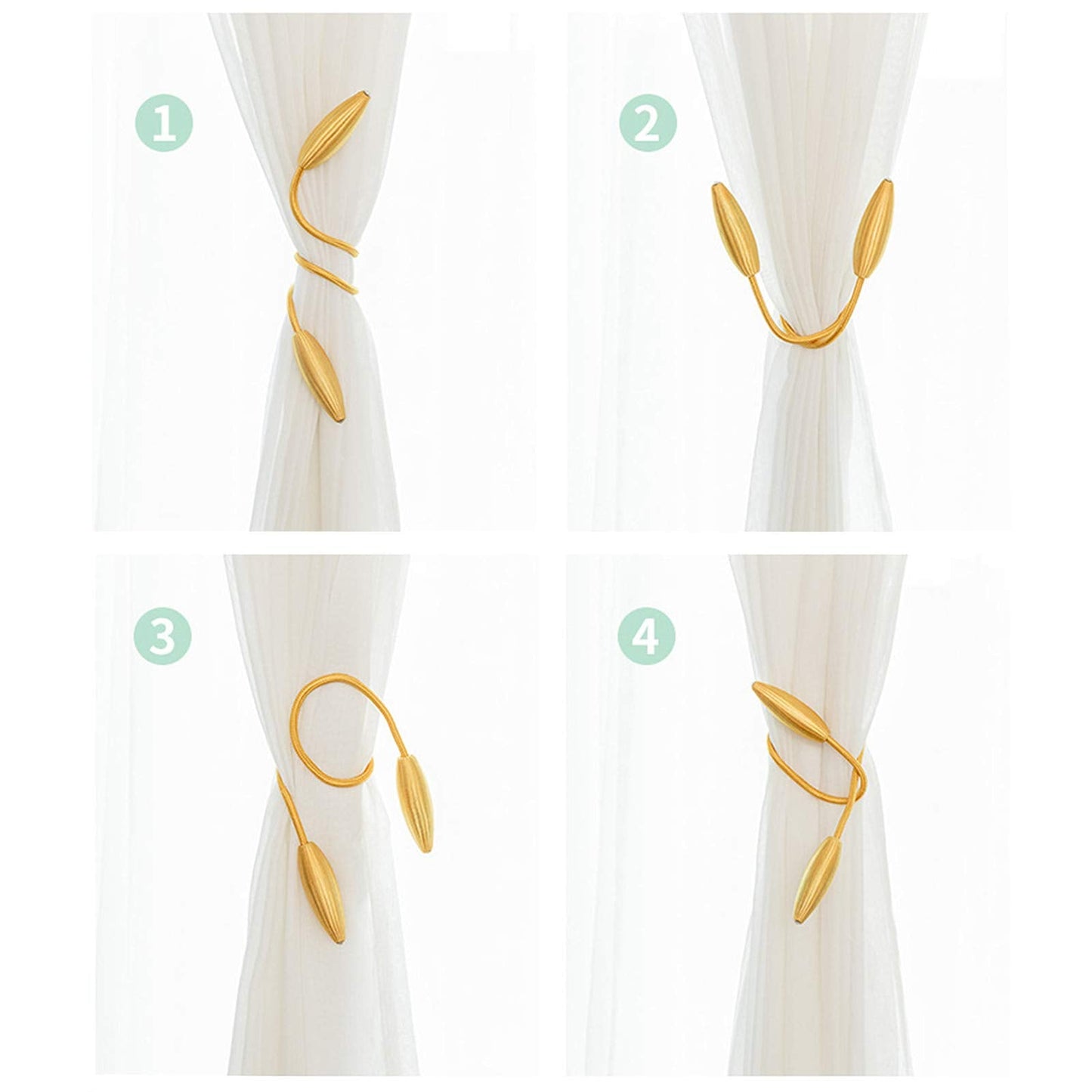 SWTOOL 8-Pack Gold Curtain Holdbacks Decorative Window Drape Twist Curtains Tiebacks Random Modelling Curtain Holders