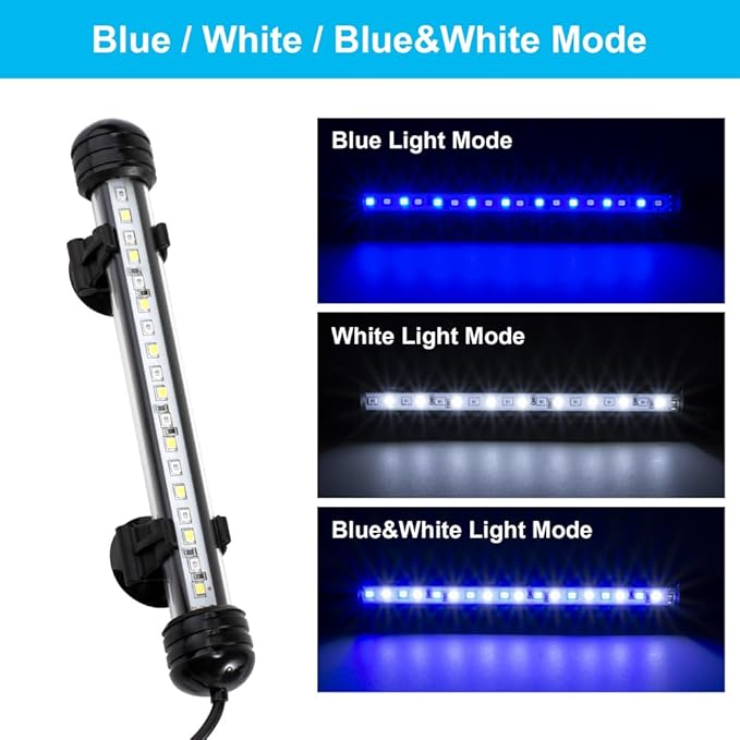 DaToo 4W 7.5inch Submersible Aquarium Light Underwater Fish Tank Light LED Aquarium Light Bar with Timer Auto On/Off and Dimmer Adjustable Brightness, 1 Yr Warranty